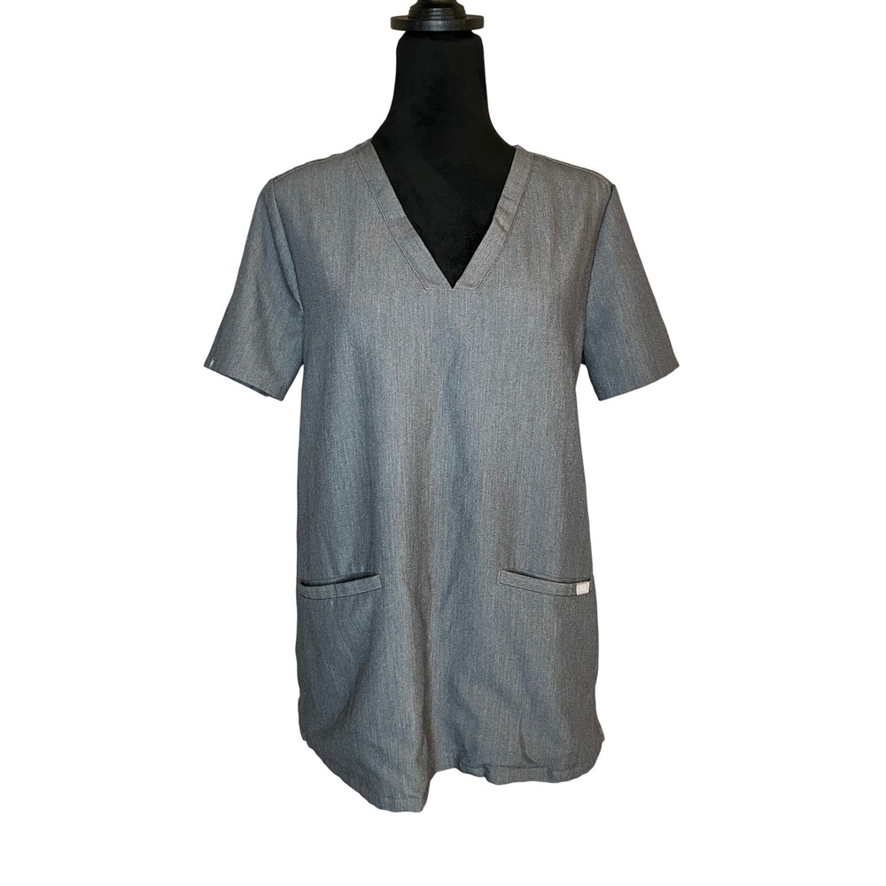 FIGS Casma Three Pocket Scrub Top Womens Graphite Size Small